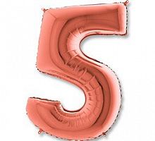 Шар Цифра 5 Розовое золото 85см