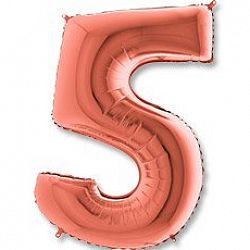 Шар Цифра 5 Розовое золото 85см