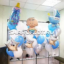 Композиция из шаров для мальчика на выписку