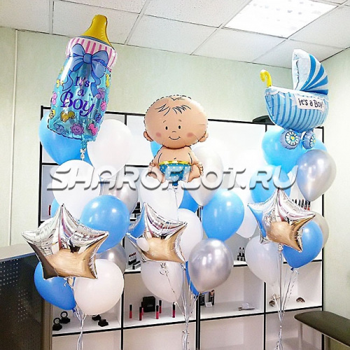 Композиция из шаров для мальчика на выписку