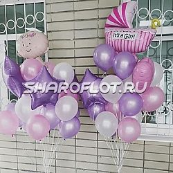 Букеты шаров на выписку для девочки