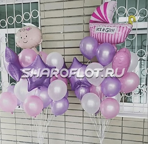Букеты шаров на выписку для девочки