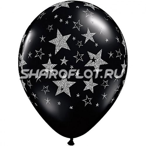 Шары Оникс черные звезды, 30см