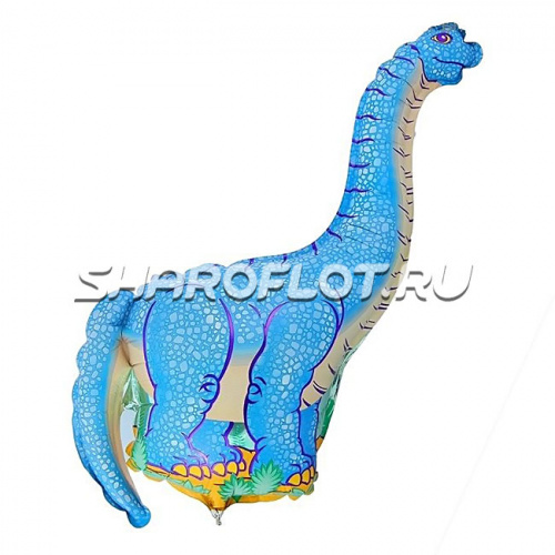 Шар Динозавр диплодок голубой 100см