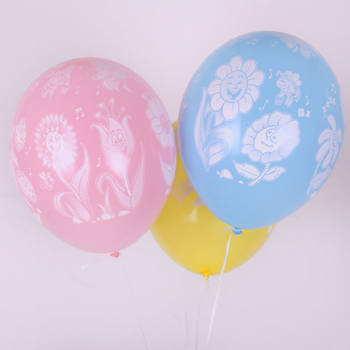 Шары Ассорти с Белыми цветами 30см Шары Ассорти с Белыми цветами 30см