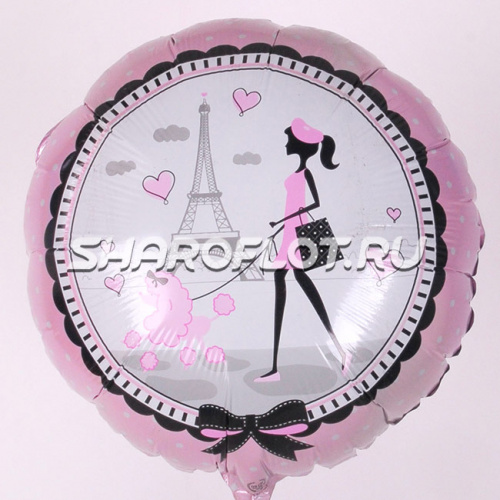 Круг Девушка с собачкой Париж 40см