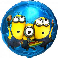 Шар круг Миньоны вечеринка 45см