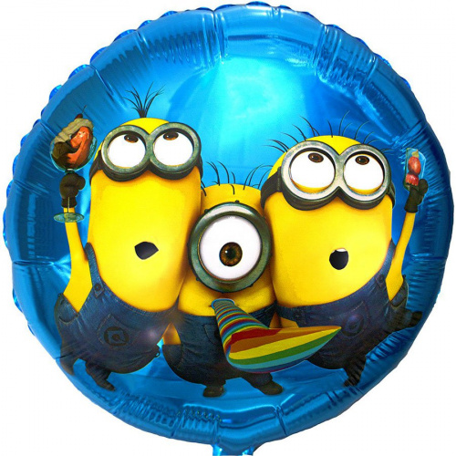 Шар круг Миньоны вечеринка 45см