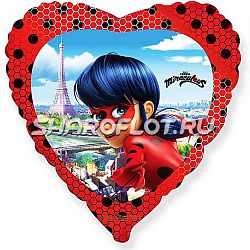 Шар Сердце Леди Баг 40см