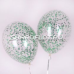 Шары с конфетти Зеленые 30см