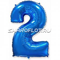 Шар Цифра 2 Синяя 85см
