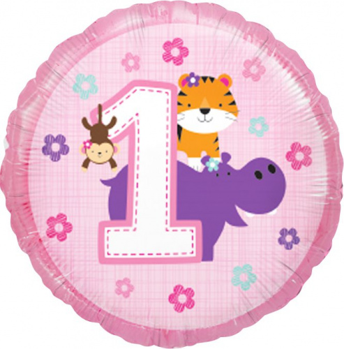 Шар круг «Первый день рождения девочки»