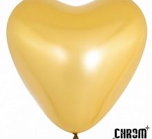 Шар Сердце Хром Золото 30см