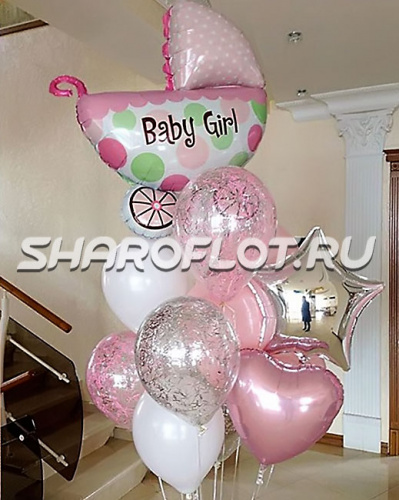 Букет шаров для девочки из роддома