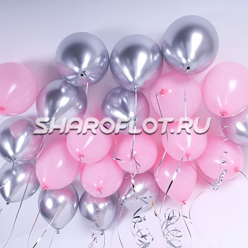 Шары Розовые Серебро Хром 30см Шары Розовые Серебро Хром 30см