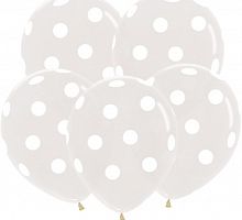 Прозрачные шары в Белый горох 30см