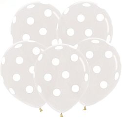 Прозрачные шары в Белый горох 30см