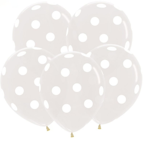 Прозрачные шары в Белый горох 30см Прозрачные шары в Белый горох 30см