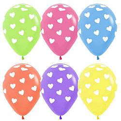 Неоновые шары с сердцами 30см