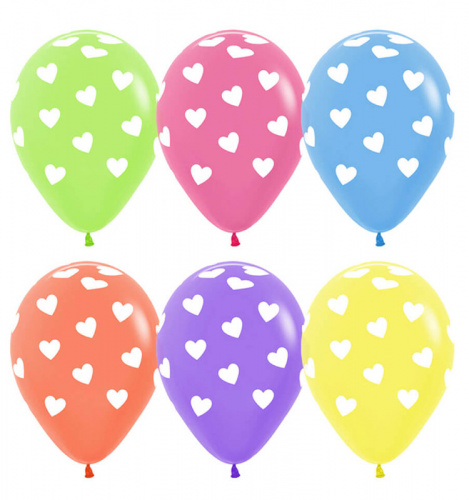 Неоновые шары с сердцами 30см