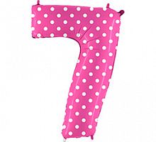 Шар Цифра 7 Розовая в горошек 85см