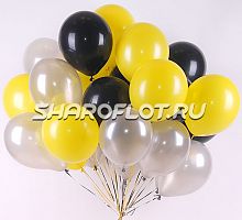 Шары Черные Желтые Серебро 30см