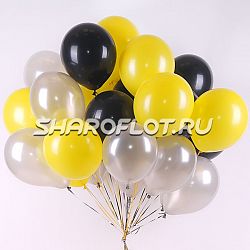 Шары Черные Желтые Серебро 30см