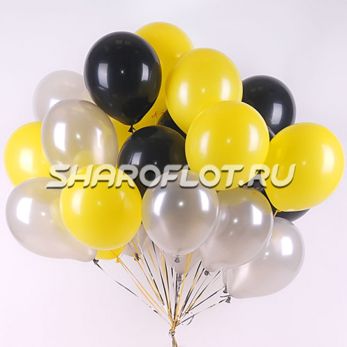 Шары Черные Желтые Серебро 30см