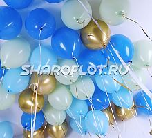 Шарики на потолок Синий Голубой Золото Оливковый 30см