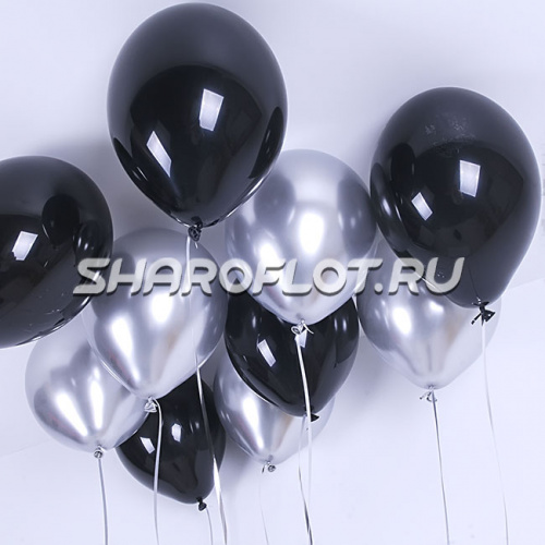 Шары Черные Серебро хром 30см