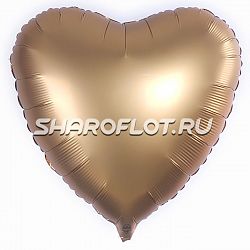 Шар Сердце Золото сатин 40см