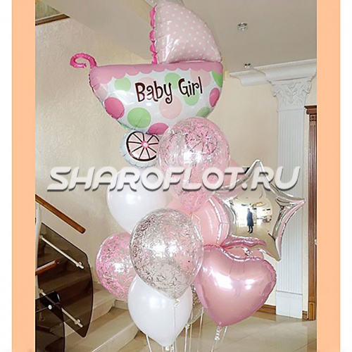 Букет с коляской для девочки