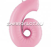 Шар Цифра 6 Розовая матовая 85см