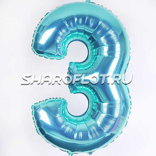 Шар Цифра 3 Тиффани 85см