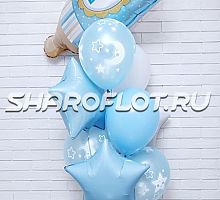 Фонтан шаров на выписку из роддома, мальчик