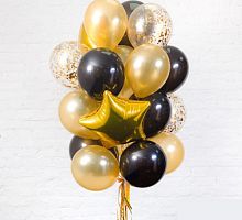 Букет черно-золотых шаров