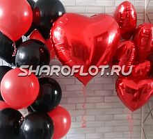 Композиция с фонтаном шаров мужу