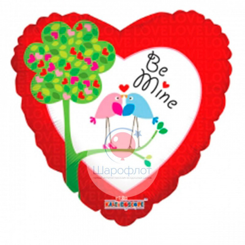 Воздушный шарик из фольги Сердце Влюбленные птички