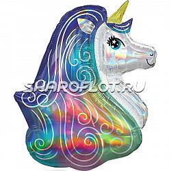 Шар Единорог переливы (голова) 70см