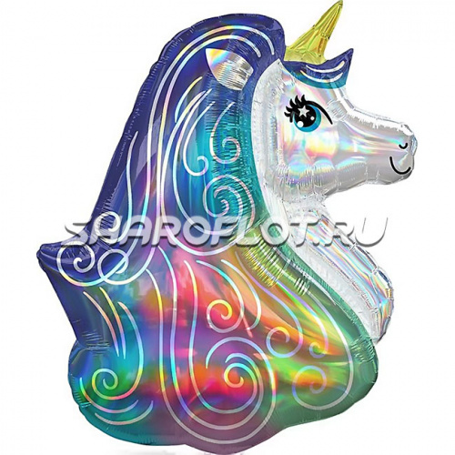 Шар Единорог переливы (голова) 70см