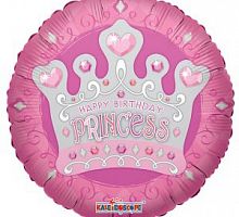 Шар круг «С днем рождения корона»