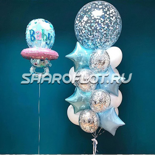 Букет из шаров на выписку мальчика