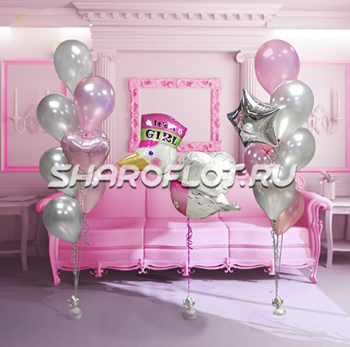 Композиция из шаров с Аистом Композиция из шаров с Аистом