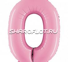 Шар Цифра 0 Розовая матовая 85см