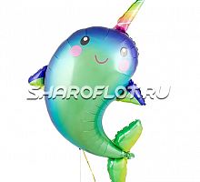 Шар Нарвал радужный 90см