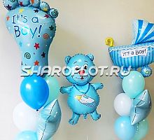 Композиция с фонтаном на выписку из роддома