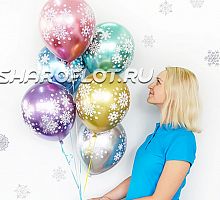 Шары Снежинки хром, 30см