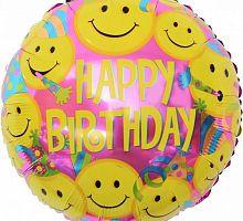 Круг Смайл Happy Birthday 40см
