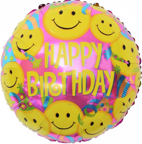 Круг Смайл Happy Birthday 40см Круг Смайл Happy Birthday 40см