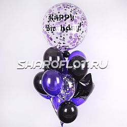 Букет с большим шаром с конфетти